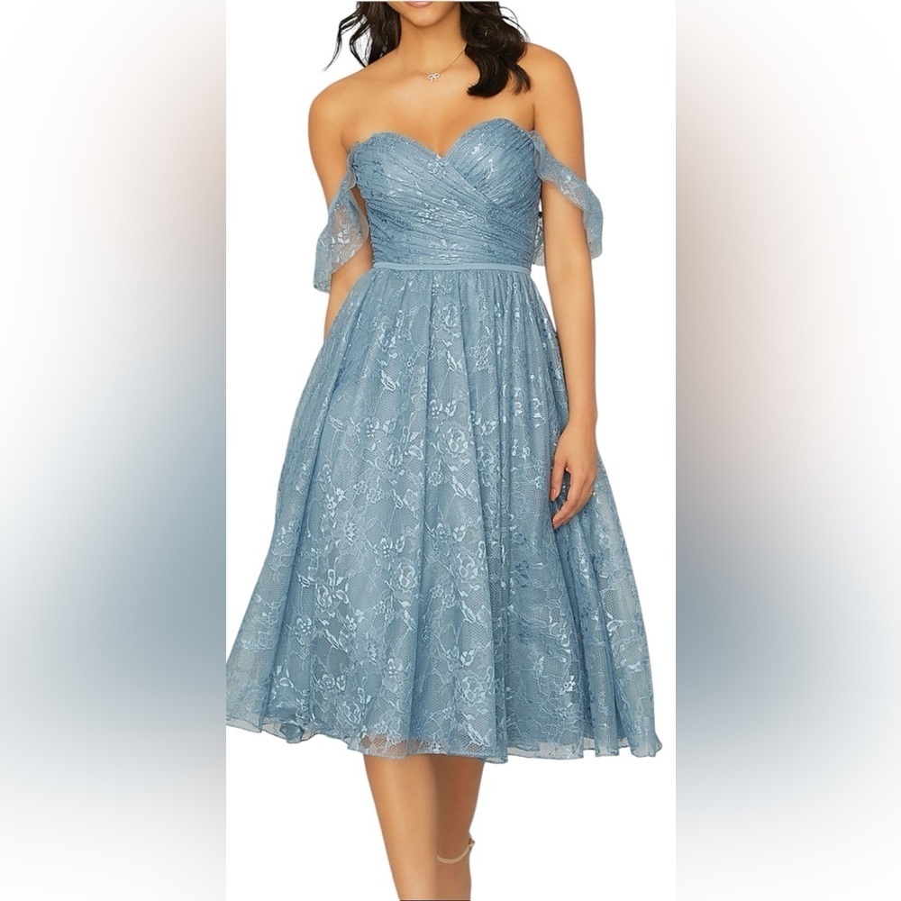 Mori Lee Bridesmaid, Social, Formal, Prom Dresses, size 12 Color Slate Blu